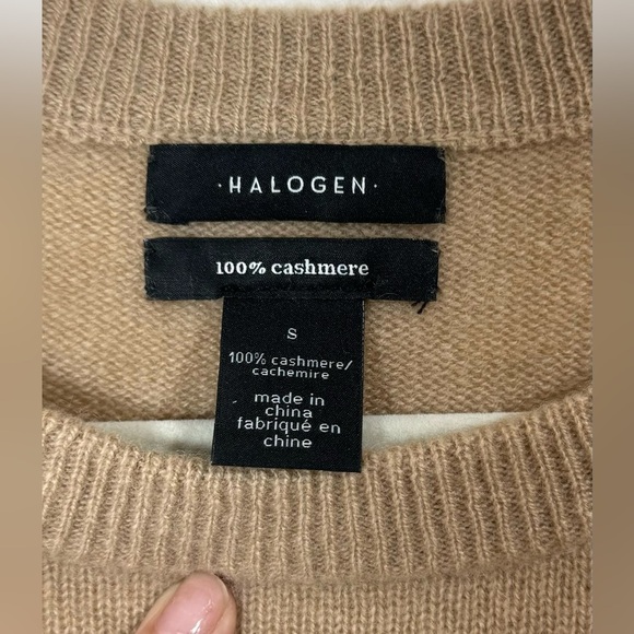 Halogen 100% Cashmere Crewneck Pullover Sweater Women’s Small Neutral Tone Cozy - Picture 3 of 13